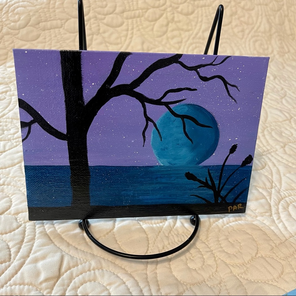 Original Acrylic Painting, 5x7 panel, “Starry Night”